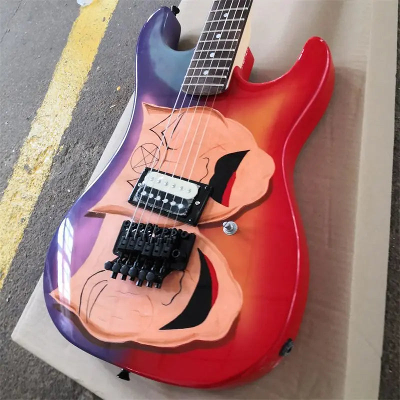 Electric Guitar Hand Painted 22 Frets 6 Strings Vibrato System