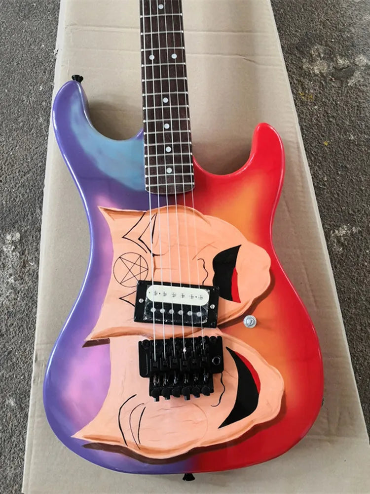 Electric Guitar Hand Painted 22 Frets 6 Strings Vibrato System